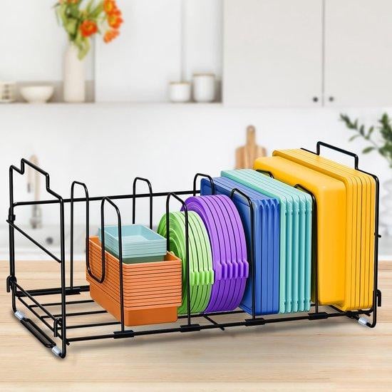Benza Uittrekbare Keukenorganizer met 4 Verstelbare Compartimenten voor Panlids en Lunchboxen