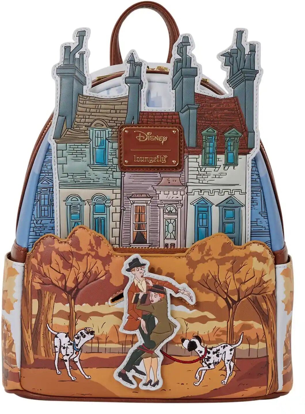 Loungefly Disney 101 Dalmatians Roger ; Anita Scene Mini Backpack - Polyurethane Faux Leather, Disney Character Design, Adjustable Shoulder Straps
