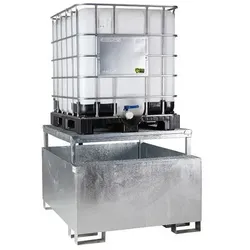 Hardwex IBC-Auffangwanne mit Abfüllstation, unterfahrbar, feuerverzinkt, für 1 x 1000 l IBC