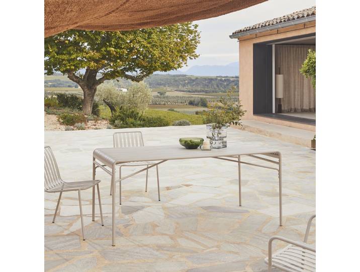 Rechteckiger Gartentisch Gaby aus cremefarbenem Metall 172 - Beige