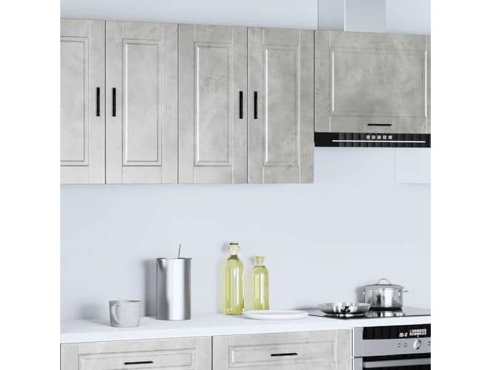 RJPLMFV Wandschrank für die Küche, Holz, Betongrau Glatte Oberfläche, feuchtigkeitsbeständig, verdeckte Tür, einfache Reinigung, vielseitig einsetzbar für Wohnzimmer und