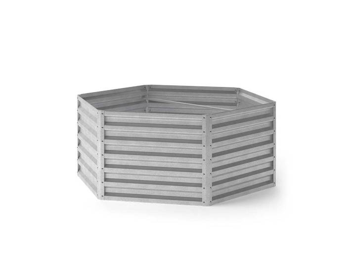 OK-Living Hochbeet Silber 129 x 129 cm, Silberfarben, Metall, Rechteckig, 129x60x129 cm, Gartenzubehör, Hochbeete