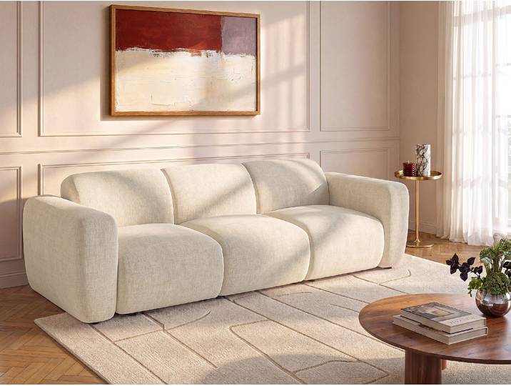 Modulierbares Sofa für 4 Personen aus Stoff in Beige von Maison Céphy POGNI