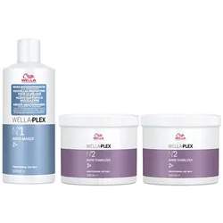 1500ml Wella Professionals WELLAPLEX Salon Kit (No. 1 Bond Maker 500ml + No. 2 Bond Stabilizer 2 x 500ml + Dosierspender + Pumpflasche)