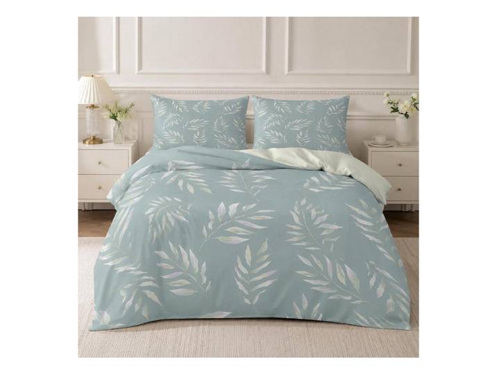 LuxusKollektion Kinderbettwäsche Bettwäsche 140x200cm Grüne Blätter Botanisch 3tlg