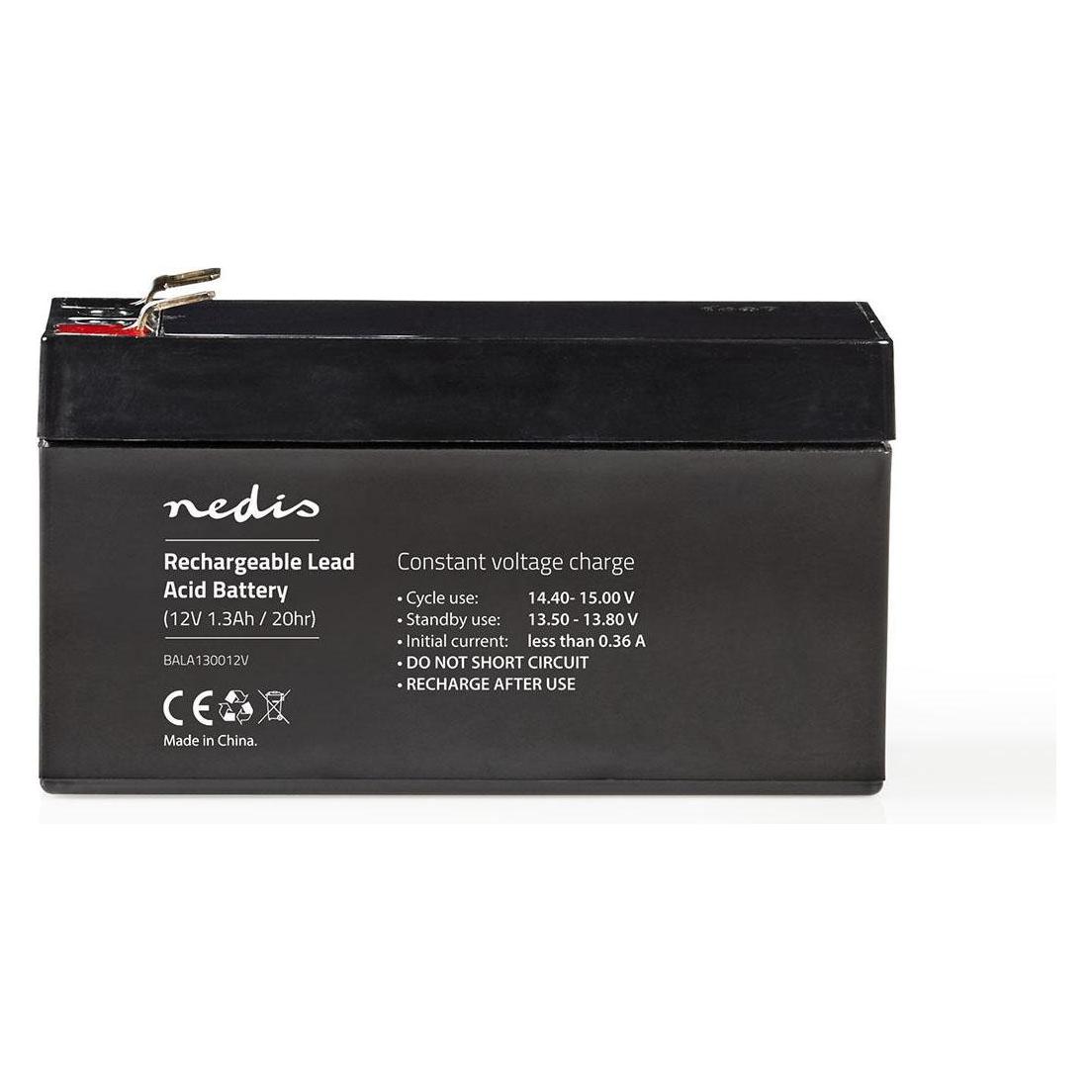 Nedis Wiederaufladbare Blei-Säure-Batterie - Wiederaufladbar - 12 V - 1300 mAh - 97 mm - 43 mm - 5 (1 Stk., 1300 mAh) (BALA130012V)