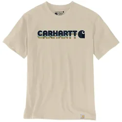 Carhartt Herren T-Shirt Irvine 107318 Layered Logo Relaxed Fit Oat Milk XL