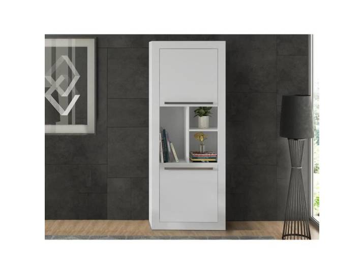 Bibliothèque avec 2 portes et 3 niches - Blanc - EVAN