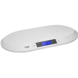 Adler AD 8139 Babywaage bis 20kg in Weiß, mit LCD-Display, Haltefunktion und Tara-Funktion