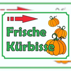 HB-Druck Verkaufsschild Schild Kürbis zu verkaufen  Pfeil nach rechts A4 (210x297mm)