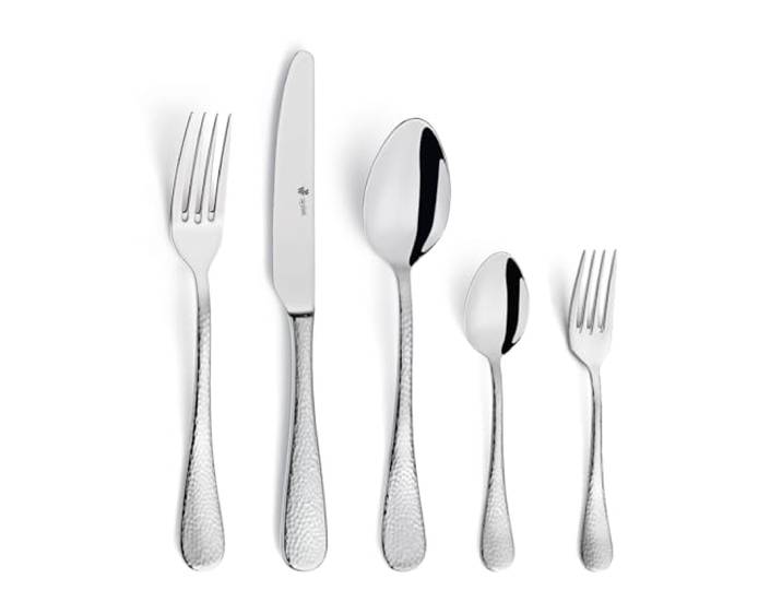 PW Paul Wirths MONDO Tafelbesteck 30-teilig, Edelstahl 18/10, Hammerschlag Dieses 30-teilige Set für 6 Personen enthält Menümesser, Gabeln, Löffel und Kaffeelöffel