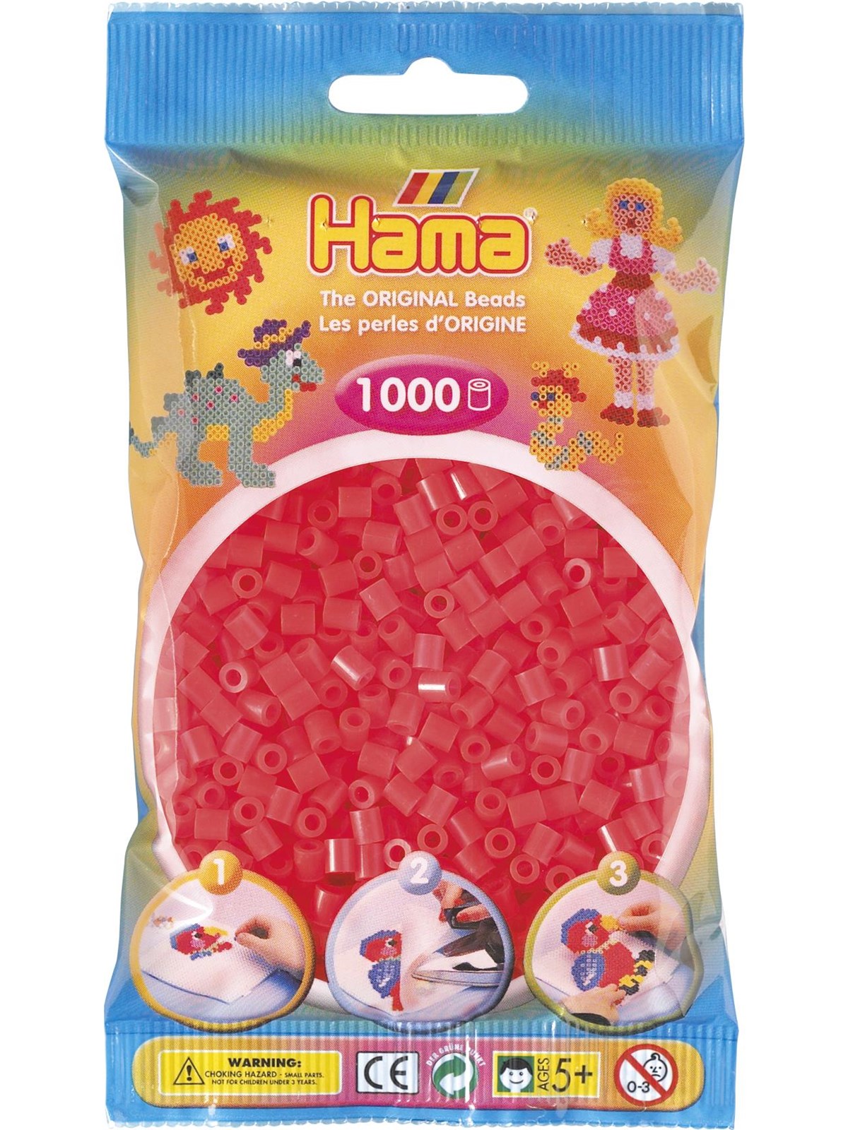 Hama Beads Red Neon 1000 pcs