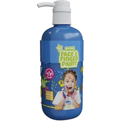 Boti, Künstlerfarbe + Bastelfarbe, Natürliche Gesichts- und Fingerfarbenflasche mit Pumpe – Blau, 1 l (1000 ml)