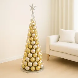 Deko-Baum MCW-O91, Weihnachtsbaum Schmuckbaum Weihnachtsdeko Christbaum zum Beschmücken, Metall 160cm ~ silberfarben