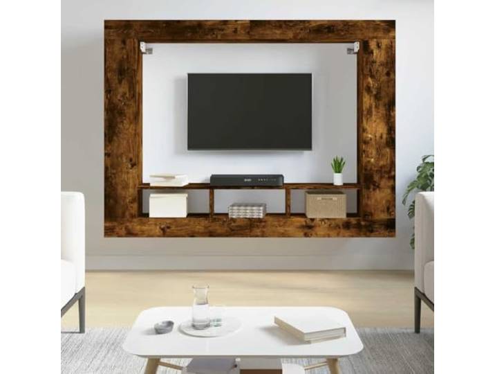 HEFZGDB TV-Schrank Räuchereiche 152x22x113 cm Holzwerkstoff mit reichlich Stauraum und Wandmontage für Wohnzimmer