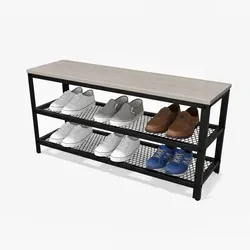 Relaxdays Schuhbank mit 2 Schuhablagen Hellbraun,Schwarz