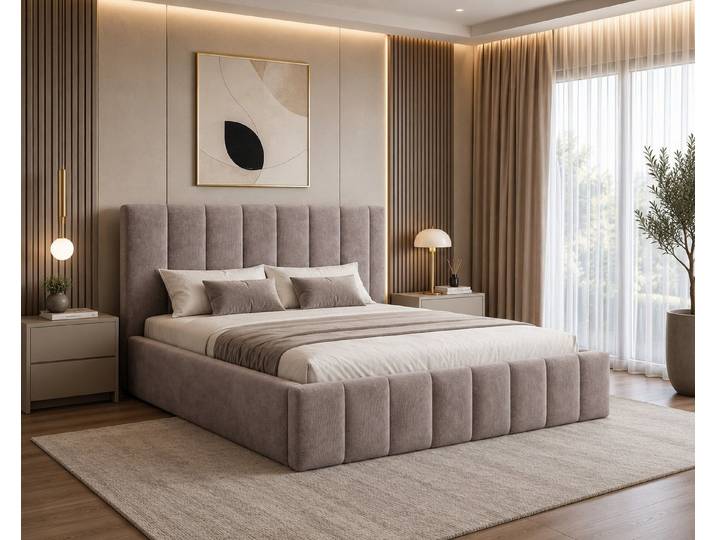 ROYAL24_MARKT Polsterbett – Bett 01 – Flow – Bett mit Federmechanismus und Stauraum (Bett-Set, 1-tlg., Polsterbett inkl. Bettkasten und Holz-Lattenrost), Bettkasten, Holz-Lattenrost, Federmechanismus