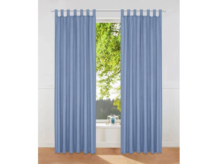 Vorhang GOODPRODUCT Parry, Schlaufen, 2er Set, blickdicht, Topseller Gr. 2, blau, B:140cm H:175cm, Polyester, Recyceltes Material, Gardinen, Vorhang, 2-er Set, blickdicht, monochrom, basic