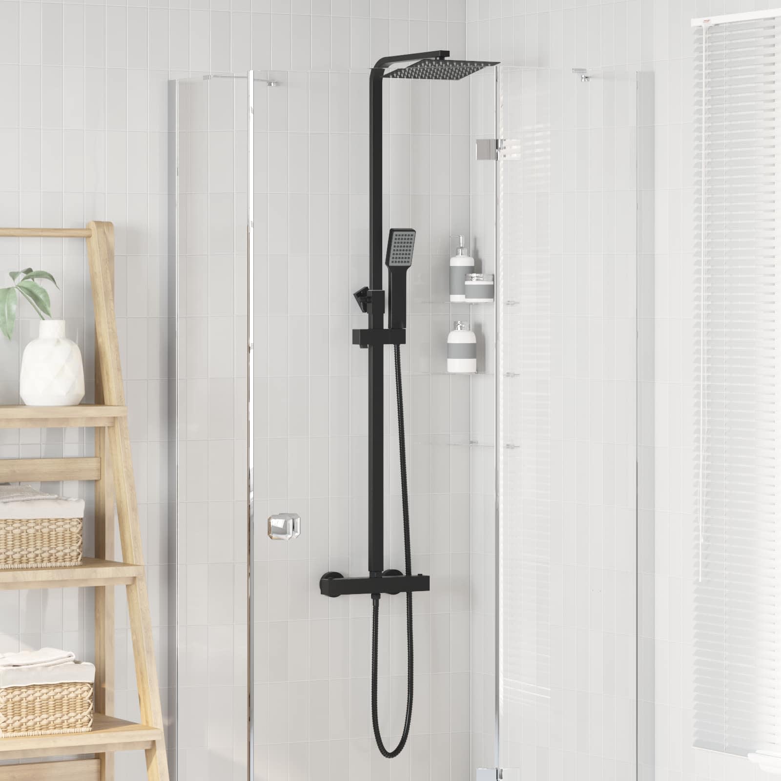 vidaXL Ensemble de Système de Douche Thermostatique Noir