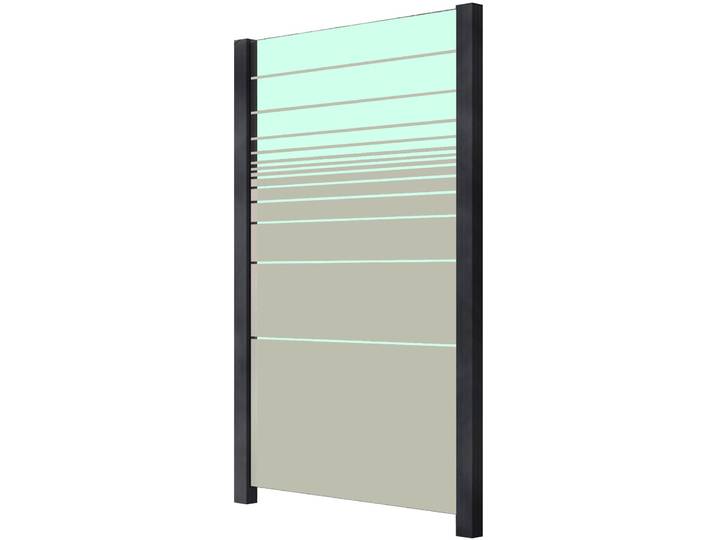 Zaun STAKET PRO, grau (anthrazit), Pfosten: 2 Stk., Aluminium, Glas, Zaunelemente, Zaun, Glaszaun, Gesamtlänge: 1,217 m, 2 Pfosten