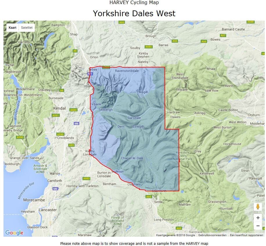 Carte cycliste - Dales Ouest   Harvey Maps - Cycling maps