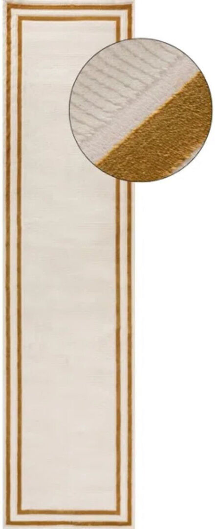 THE RUGS Carmel Modern Bordered Cream/Gold Area Rug Cream/Gold Runner 80 x 300 cm