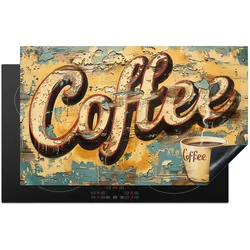 HERDABDECKPLATTE Kaffee - Vintage - Braun - Tasse Glaskeramikkochfeldabdeckung 85x52 cm