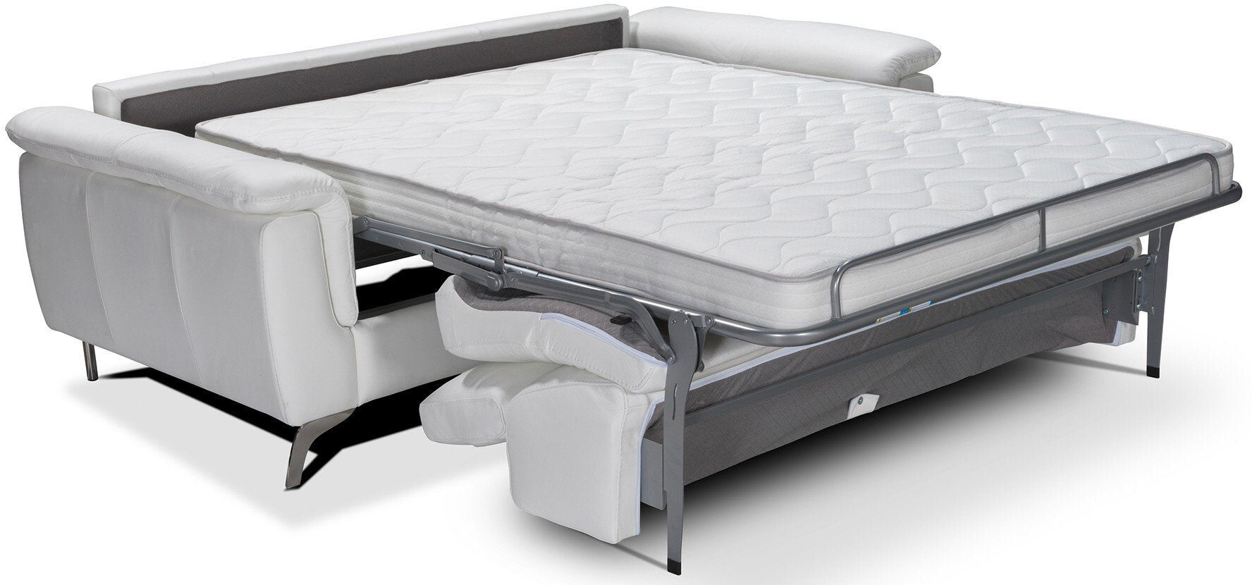 convertiblecenter BARI - Canapé convertible design 3 places - Cuir, Blanc