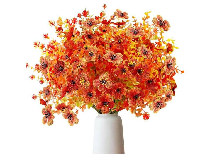 Künstliche Blumen 8-teiliges Set Herbstdeko Orange, Kunststoff, 36 cm, Dekoration, Blumen & Blumentöpfe, Kunstblumen