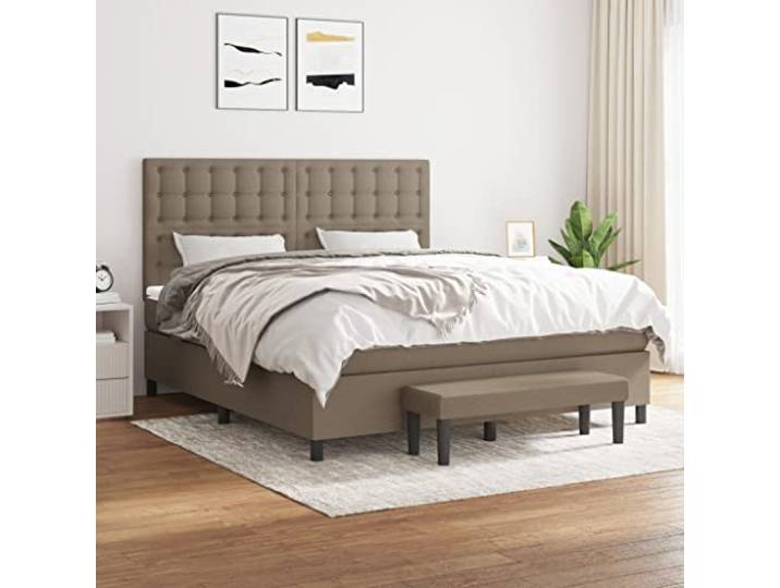 RJPLMFV Lattenrost mit Matratze, Taschenfedern, Taupe, 180 x 200 cm Atmungsaktiver Stoff, verstellbares Kopfteil, Rückenstütze, multifunktionale Bettbank