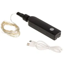 LED Micro-Lichterkette für den Außenbereich mit Timer, aufladbar, 50 LEDs