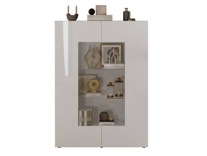 Vitrine 2 portes Rio laqué blanc brillant - Basika