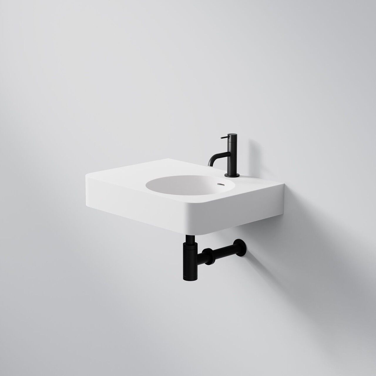 Steinberg Serie 449 Waschtisch Wandwaschtisch aus Mineo Stone, matt white, 449 7110 W 449 7110 W