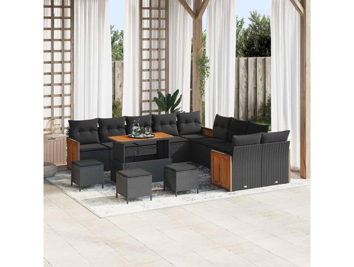vidaXL Gartensofa-set 14 Stk. 14-Sitzanzahl Schwarz