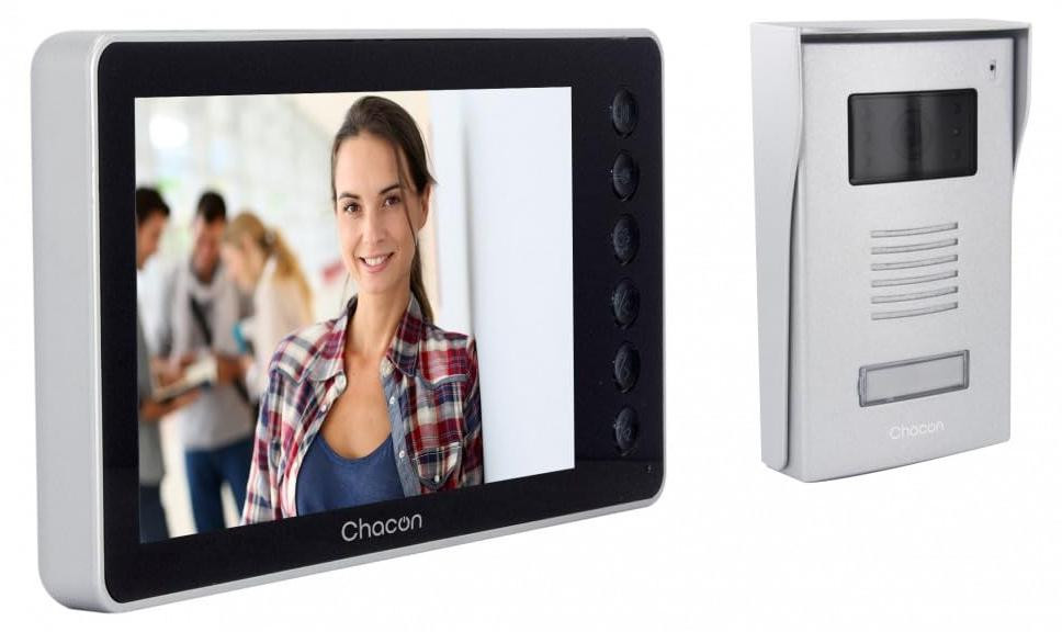 CHACON Videodeurbel met bekabeling en 7-inch display – Zwart