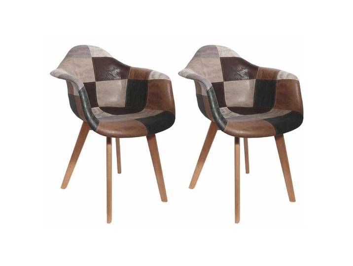 MELO - Lot de 2 Fauteuils Scandinaves Aspect Vieux Cuir