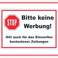 HB-Druck Stop Bitte keine Werbung Aufkleber A6 (105x148mm)