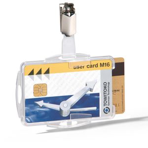 Durable Kartenhalter 821819, Hartplastik, mit Clip, für 2 Karten, 25 Stück