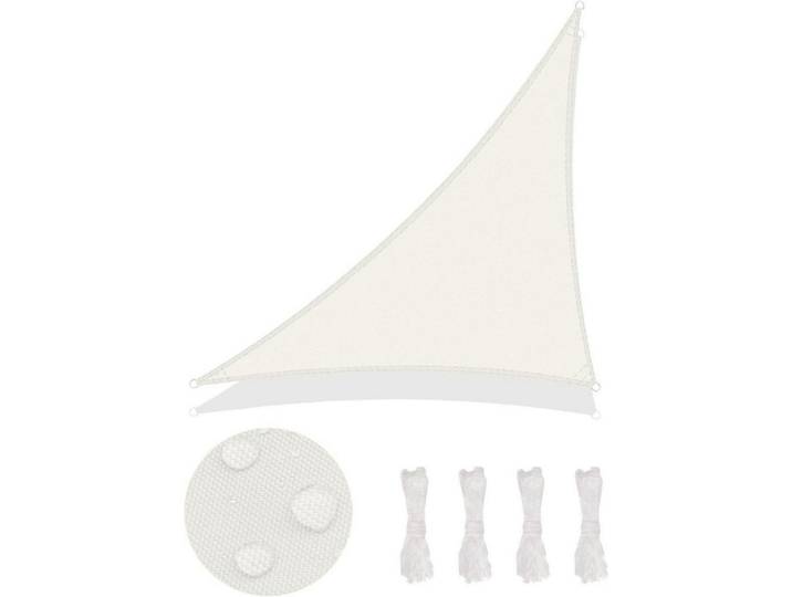 Sonnensegel Dreieckig Wasserdicht Cremeweiß 3 x 3 x 4.25 m, 20x35 cm, Sonnenschutz, Sonnenschirme