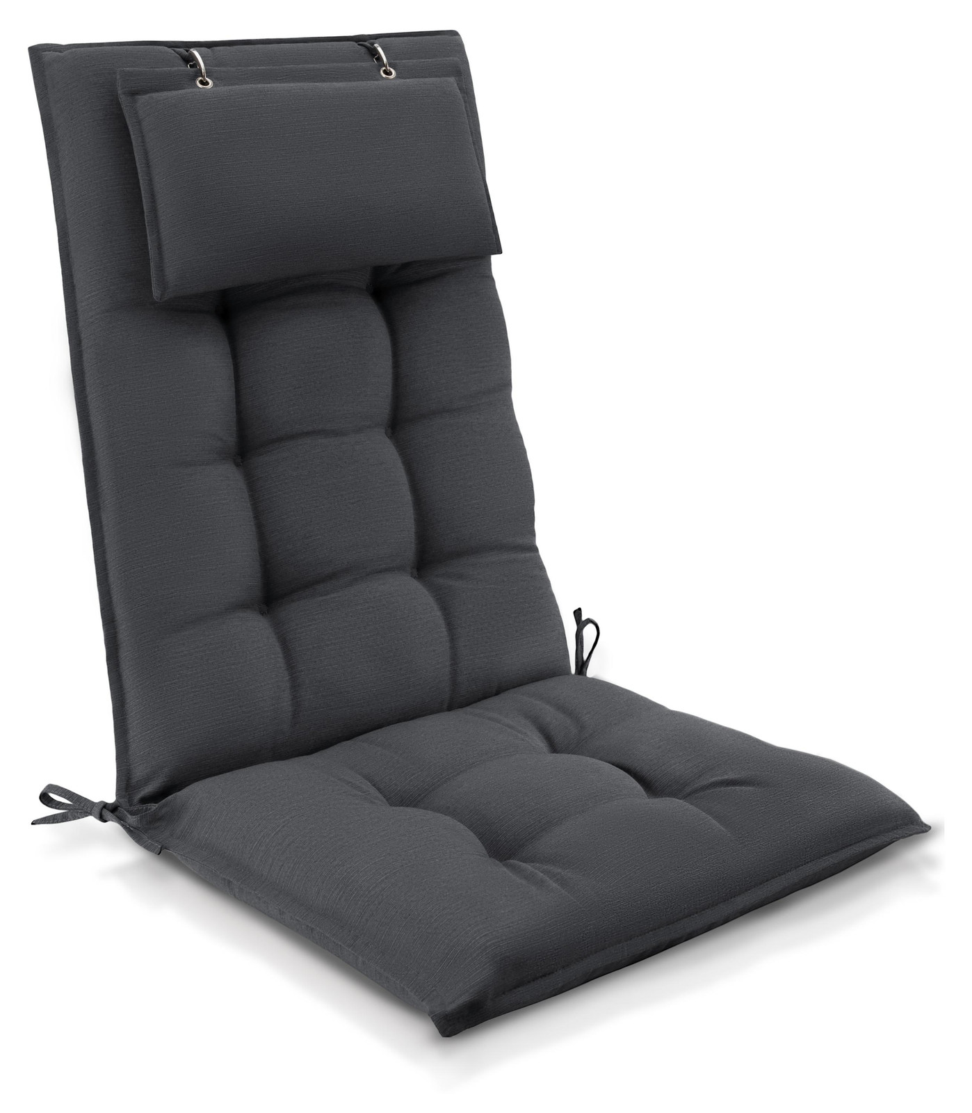 Beautissu Premium rugleuningkussen met hoofdkussen Sun Sun-HL, antraciet, 120 x 50 cm