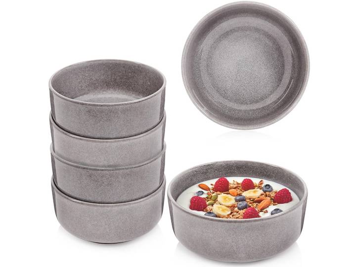 Sänger Schalen SET Kairo Mondgrau - 6 teilig aus Steingut, Dunkelgrau, Keramik, kratzfest, Geschirr, Schalen & Schüsseln, Müslischalen