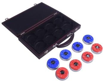Hathaway Shuffleboard Pucks with Case - Set of 8