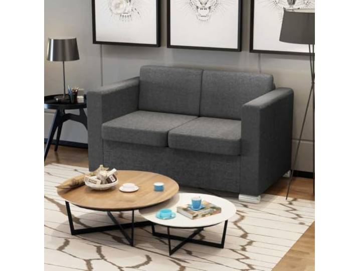 HEFZGDB Stilvolles 2-Sitzer Sofa Dunkelgrau mit robustem Holzgestell und abnehmbaren Bezügen – Bequemes Sitzmöbel für höchsten Komfort im Wohnbereich