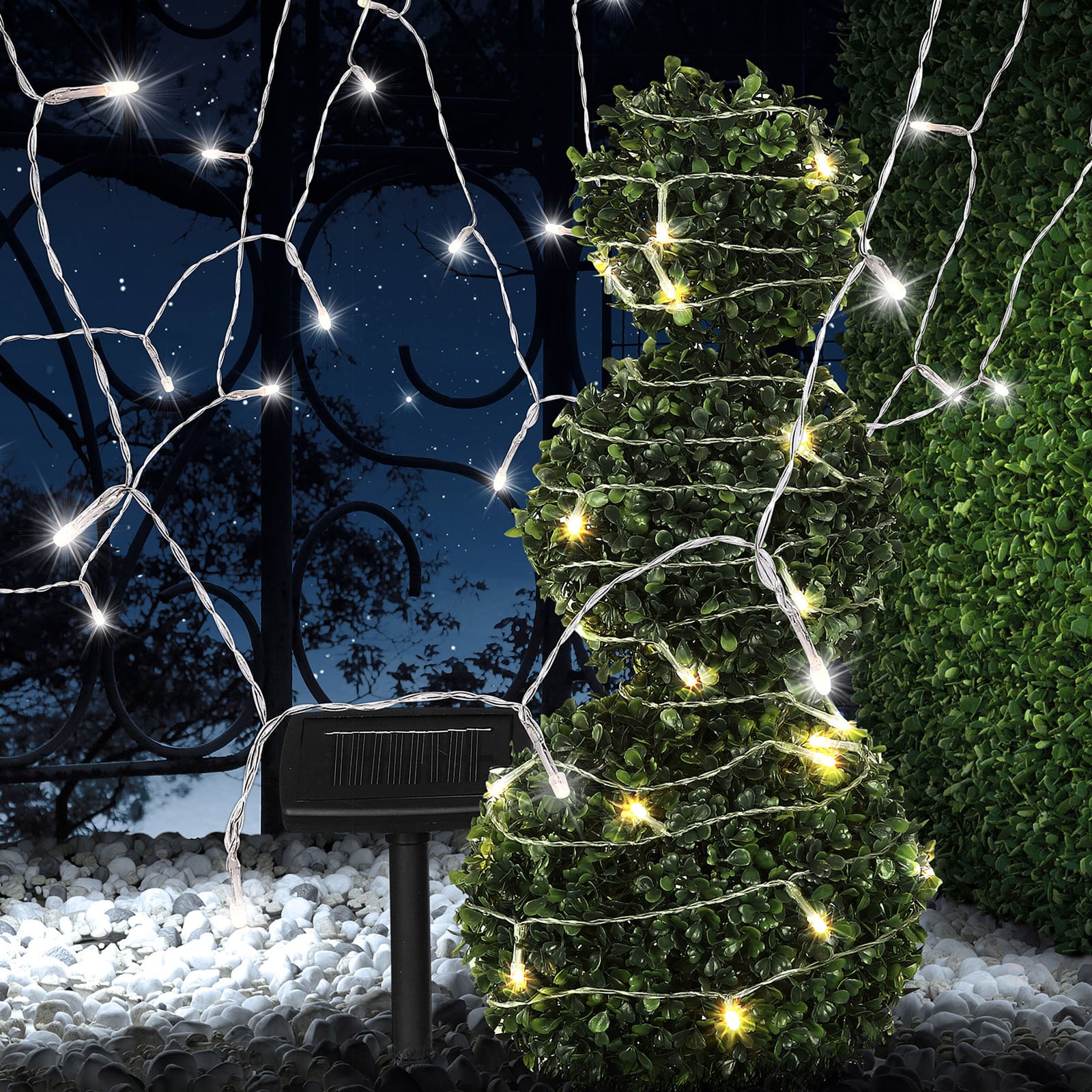 home24 Solar-lichtsnoer warm wit licht zwart/transparant