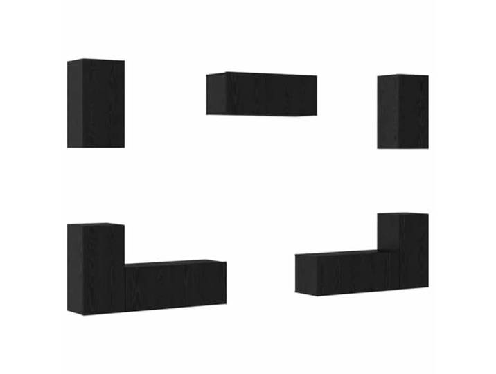 GKHPYURE TV-Möbel-Set, 7 Stück, schwarze Eiche, Holz, Wandmontage 5 Einlegeböden, 2 Scharniertüren, Wandmontage, Kapazität 420 kg, Gewicht 27,88 kg, Wohnzimmer