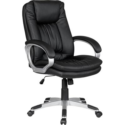 Schreibtischstuhl SALESFEVER "Ergonomischer Bürostuhl", schwarz (schwarz, silber, schwarz), B:66cm H:104cm T:74cm, Polyurethan, Stühle, Komfortabler Drehstuhl für effizientes Führungsstil