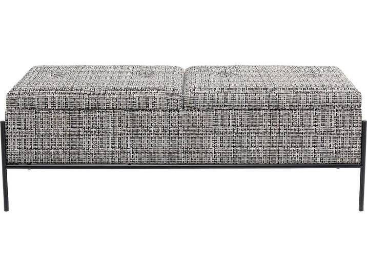 Sitztruhe KARE DESIGN Buttons Storage B&W Gross, 120 cm , grau, B:120cm, Sitzbänke, Sitztruhe
