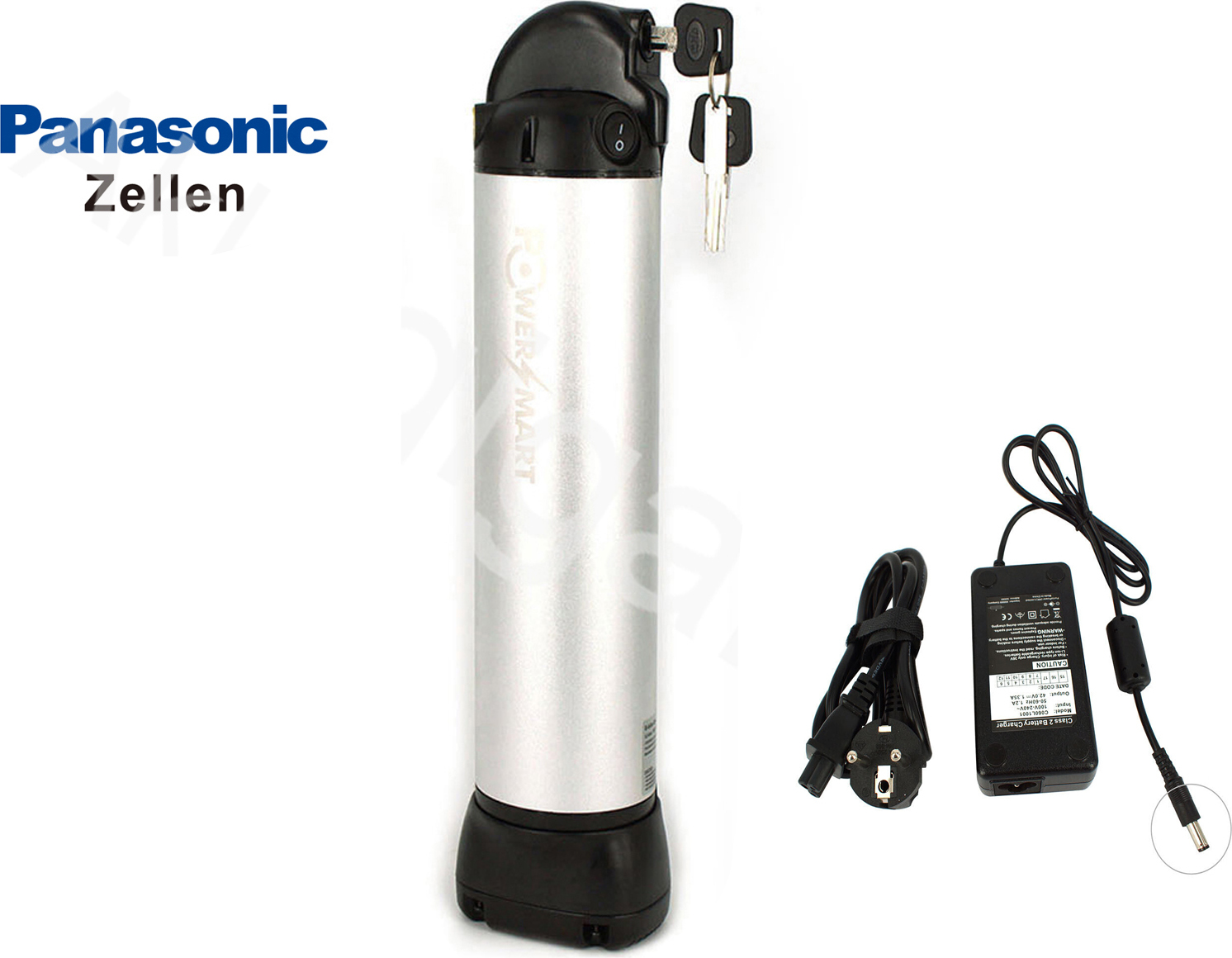 PowerSmart Wasser Flasche elektrisches Fahrrad Batterie Li-Ion 36V.10.5Ah/378Wh mit Halterung und Ladegerät