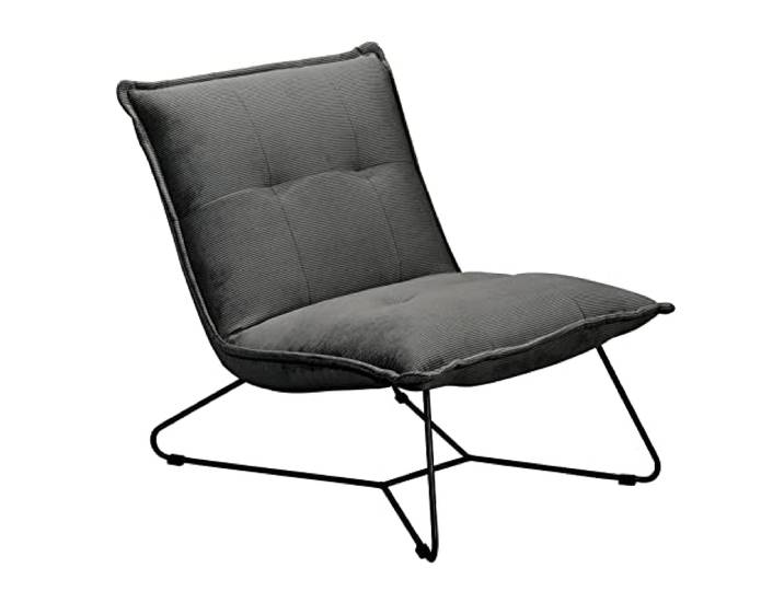 Home4You Sessel - Anthrazit - Schwarz - Cordbezug - Metallgestell