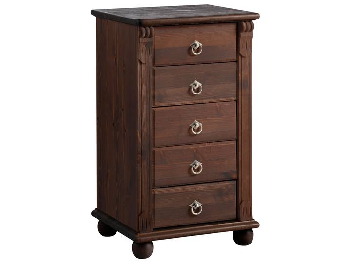Schubkastenkommode GOODPRODUCT Tessin , braun (dunkelbraun), B:44cm H:75cm T:38cm, Sideboards, Schubkastenkommode, Schminkkommode mit Spiegel, aus massiver Kiefer, FSC-zertifiziert